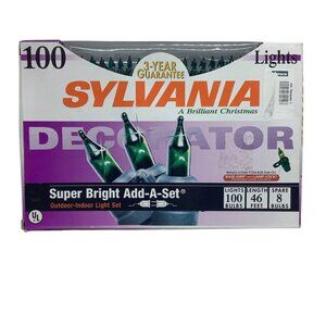 Sylvania 100 Super Bright Add-A-Set Outdoor-Indoor Christmas Light Set 46 Ft NeW